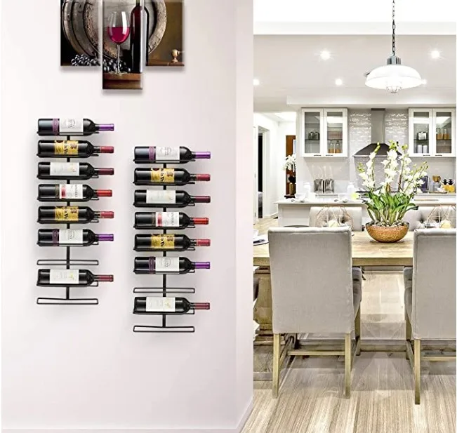 Modern 9 Bottle Wall Mounted Wine Rack Metal Hanging Towel Rack for Home Office Bedroom Living Room and Bathroom Use