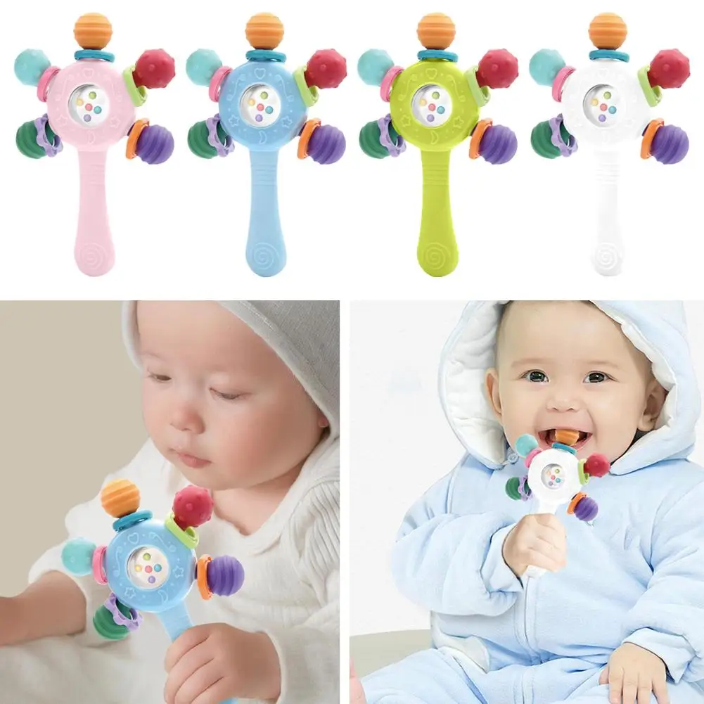 Sonajero de mano para bebé, juguetes para el desarrollo del bebé de 0 6 y 12 meses, mordedor sensorial para bebé, juguetes educativos para la dentición suave, juegos para bebés Q1F5