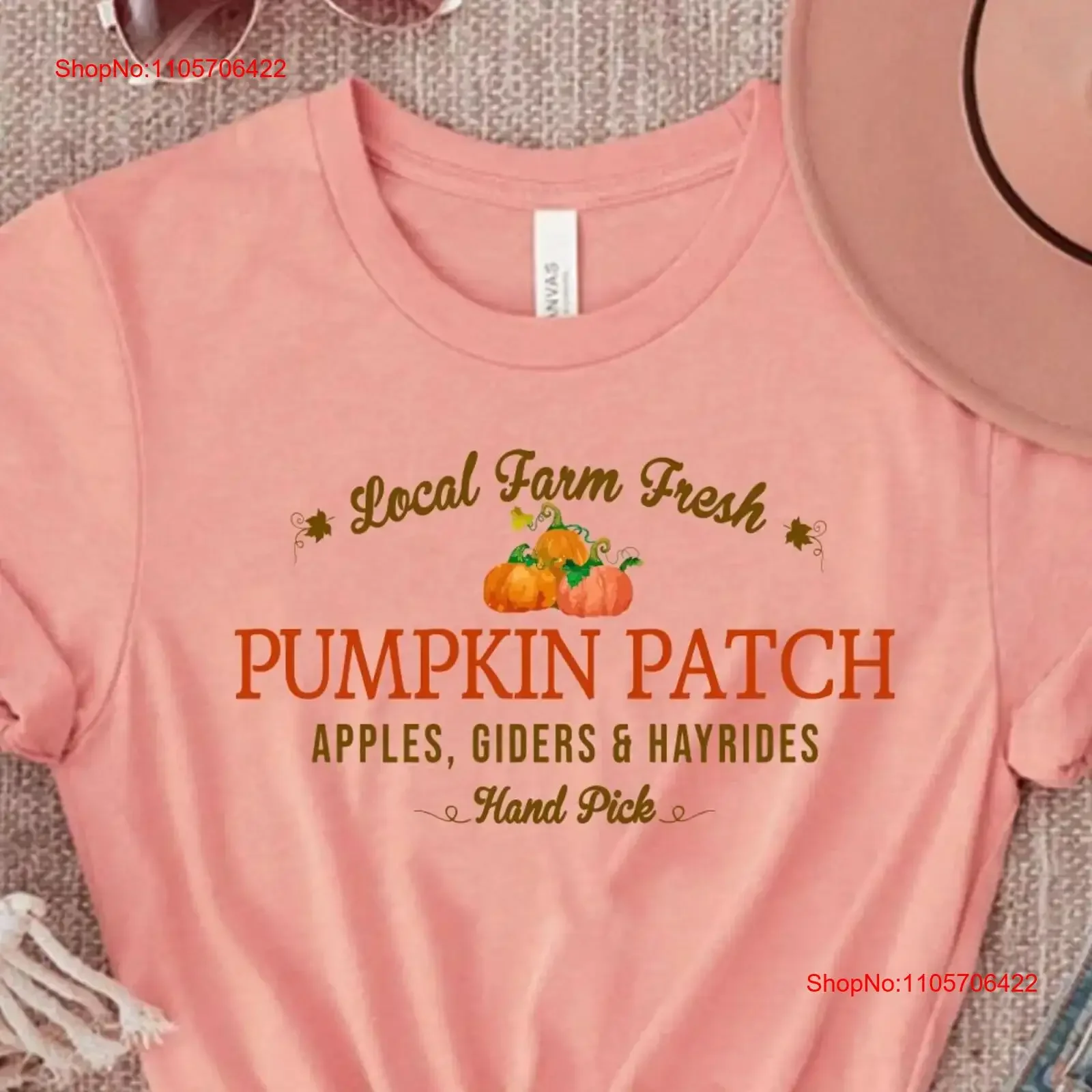 Pumpkin patch shirt Hand Picked Farm Fresh Farmers MarkeT T Fall local vintage Washed Top For Everyday Wear Casual Unisex
