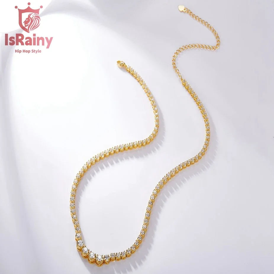 IsRainy 2Color 18K Yellow Gold Plated 925 Sterling Silver Moissanite Diamong Necklace Luxury Hand Women Wedding For Jewelry Gift