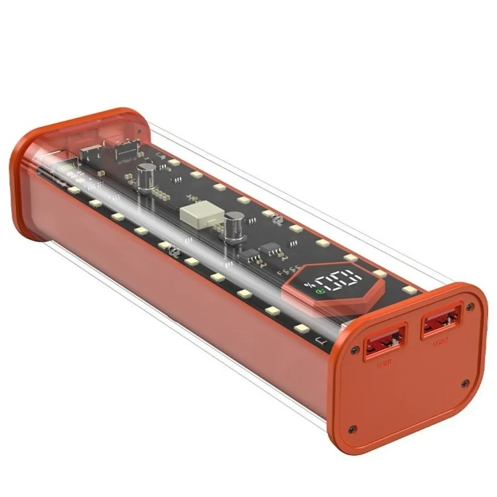 Cyberpunk Style 4* 21700 Power Bank Case Portable Detachable Power Bank Holder Transparent LED Display Battery Shell Night Light