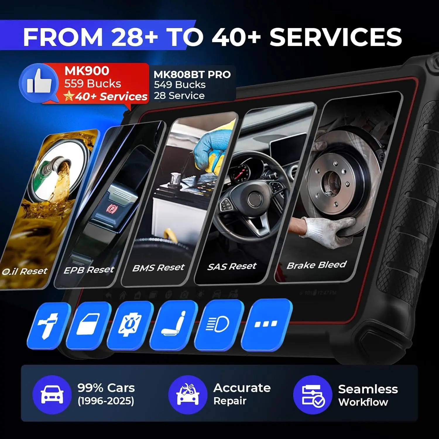 Autel MaxiCOM MK900 Diagnostic Scan Tool All System Active Test OBDII Scanner DoIP CAN FD FCA Autoauth SGW Update of MK808BT PRO view 6