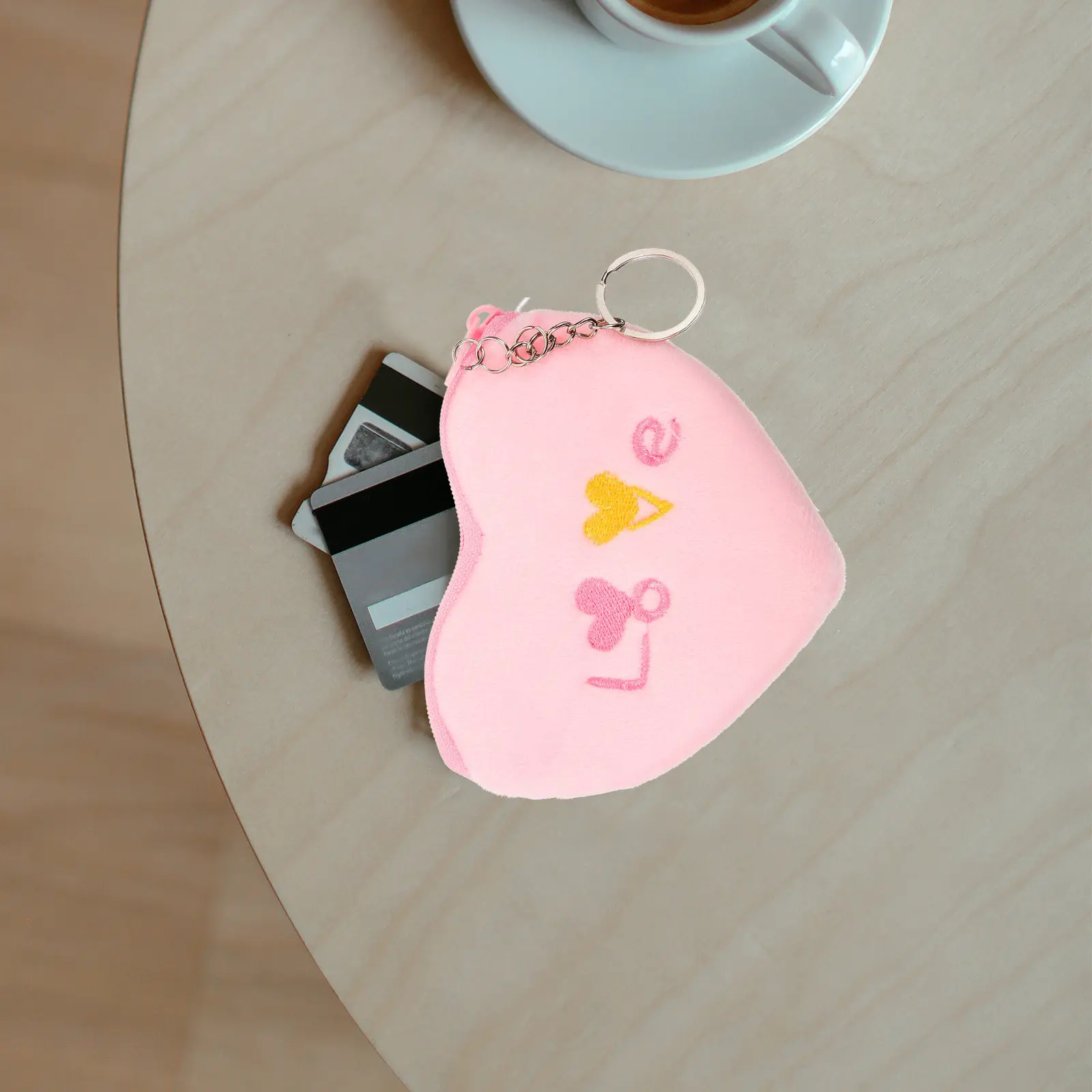 

Heart Shaped Soft Small Coin Purse Cute Keychain Bag Lightweight Compact Valentine Gift for Girls Women Small Pouch