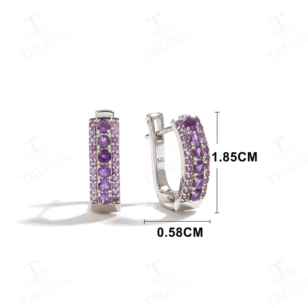 Gorgeous Designer Silver Ring Earring Set for Women Natural Amethyst February Birthstone fine Jewelry for Special Occasions Gift