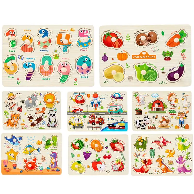 

Kids Peg Puzzles Wooden Montessori Puzzle Toy Colorful Learning Sensory Toys Ergonomic Puzzle Toy For Enhances Fine Motor Skills