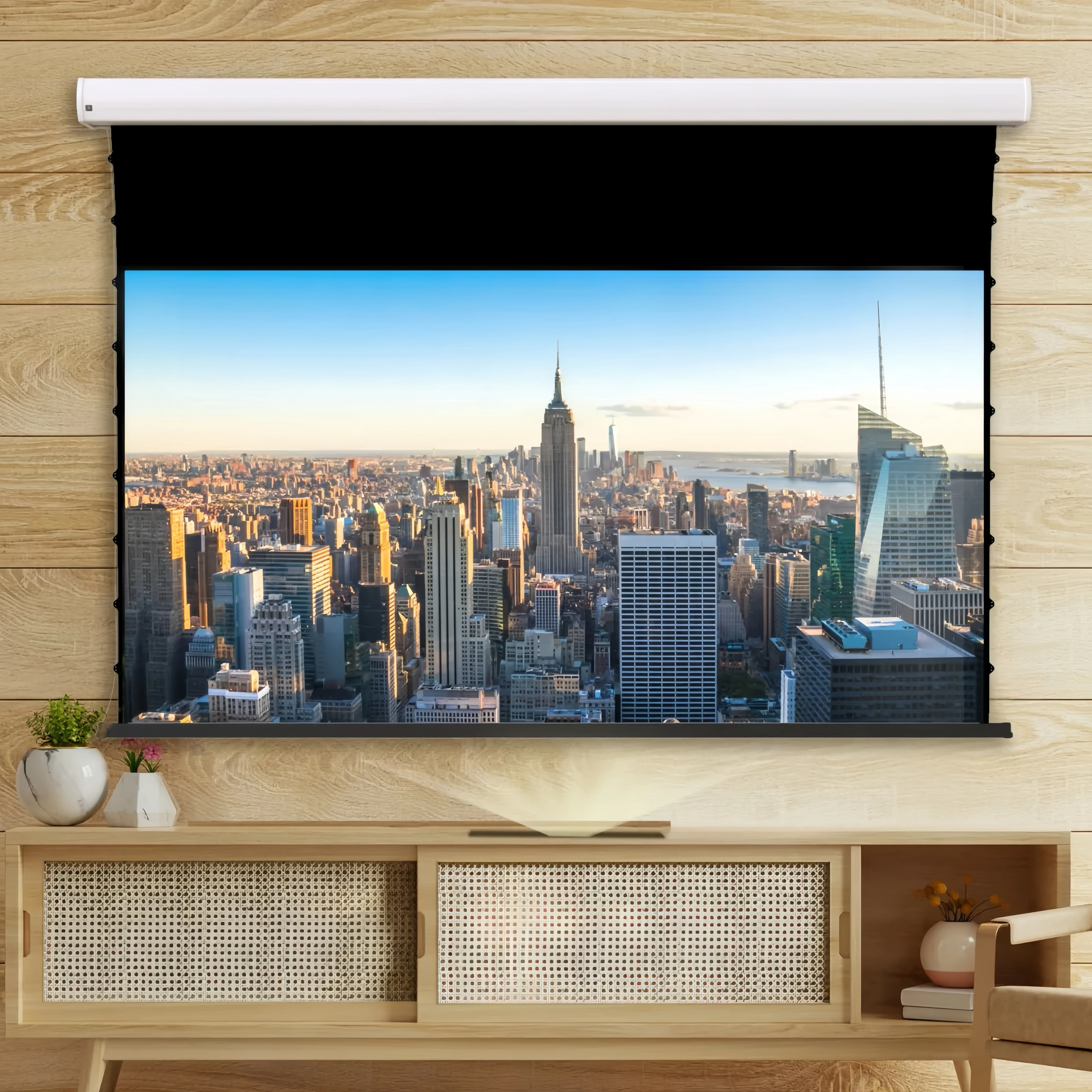 T Prism الضوء المحيط رفض شاشة الإسقاط 150 بوصة شاشة عرض بمحركات ALR CLR شاشة لجهاز عرض UST 4K