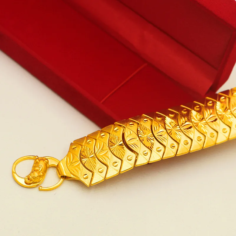 Men's bracelet sun pattern dragon pattern fish scale piece technology 9999gold
