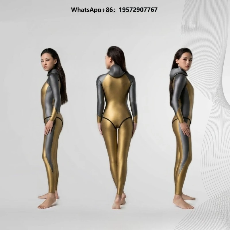 3mm Long Sleeve Super Stretchy Two Piece Color Combination Women Man Freediving Wetsuit