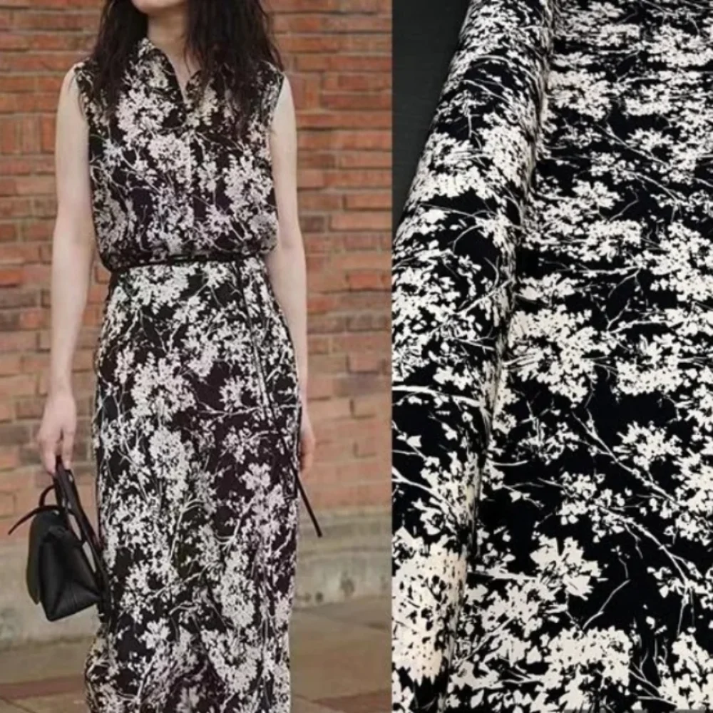 

Шелковая эластичная крепдешинная ткань для юбки с запахом, шелковый материал шелковицы, весна-лето, платье-рубашка, тень дерева, окрашенная распылением ткань