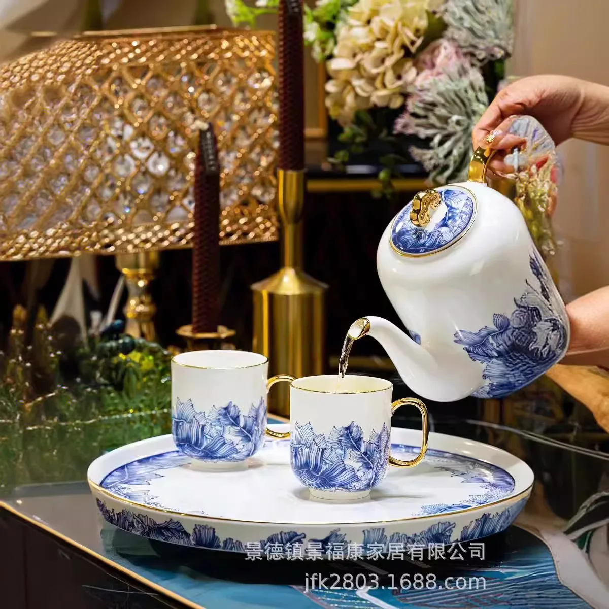 Jingdezhen high-temperature ceramic water set, European style tea set, water cup gift box, household wedding gift set