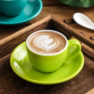 1 Set buntes Keramik Kaffee Glas Espresso Porzellan Tardecup Frühstück Süßes Milchmilchbecher Großhandel Großhandel 10 Hauptverkäufe von Xicaras und Pires - №10