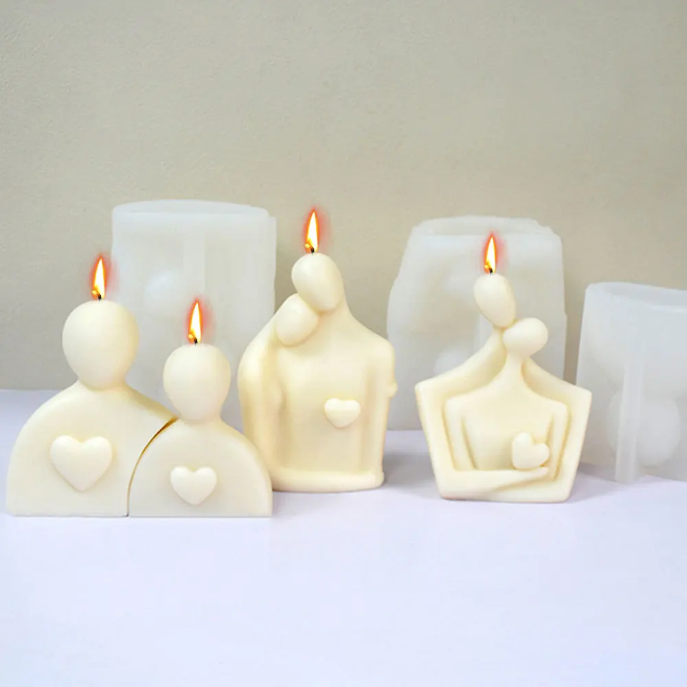 Molde de vela de silicona para amantes de varios estilos, retrato humano, jabón de resina, molde de Chocolate, arte de boda para el Día de San Valentín, regalo de decoración de yeso