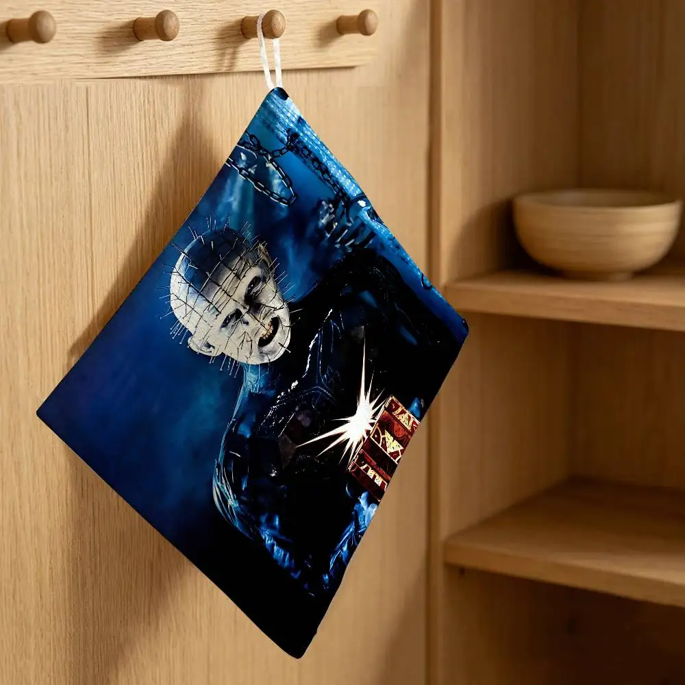 Classic H-Hellraiser Horror Movie Polyester Cotton Hand Wiping Towel, Hanging Towel, Quick Dry for Bathroom Daily Supplies