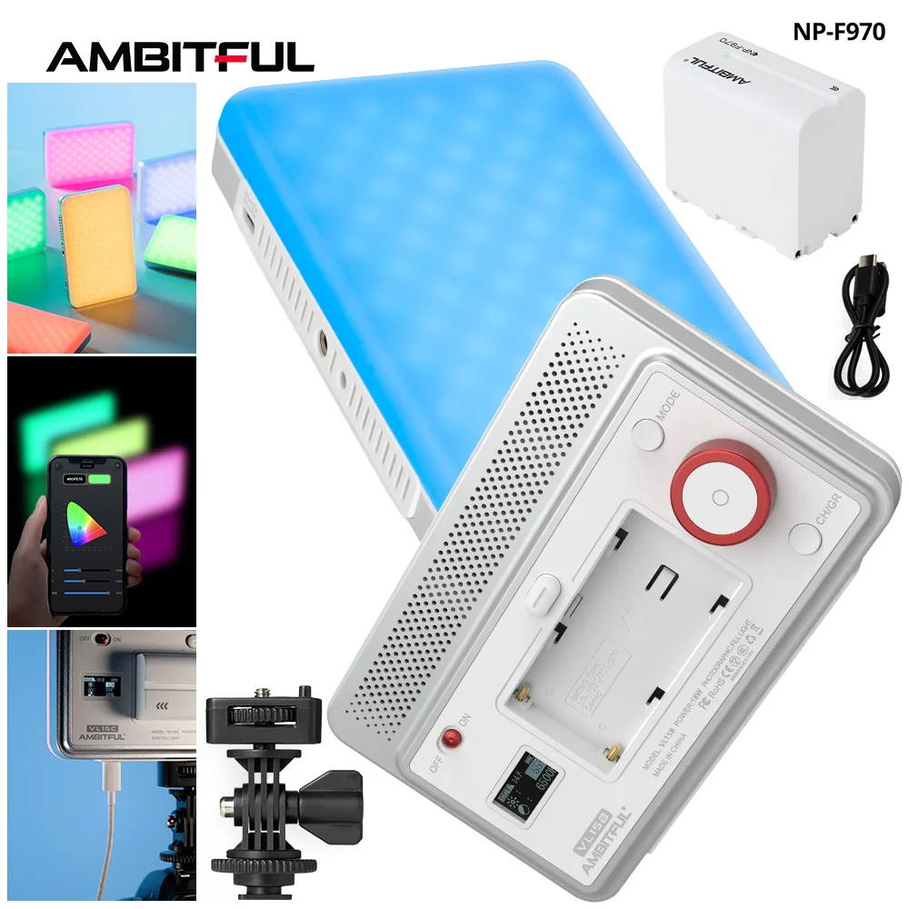 

Ambitful VL15C Bi-color RGB fill light for Smarthphone Camera Gopro Tiktok LED Video Photo