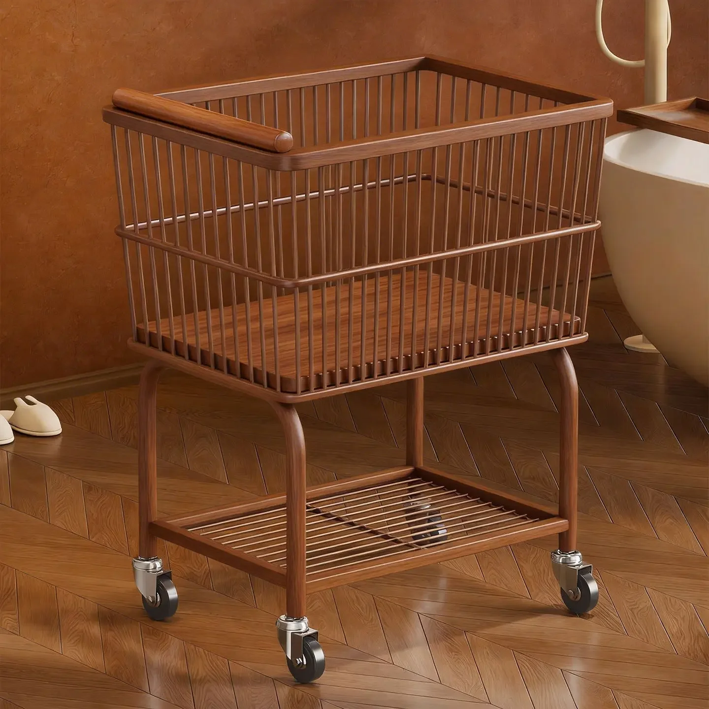 HT  Dirty clothes basket Household bathroom Clothes storage basket next to washing machine Bathroom Multifunctional change