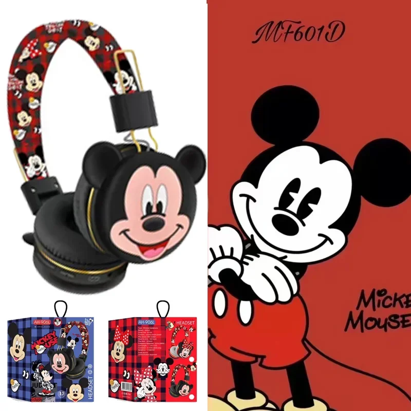 سماعات رأس بلوتوث من نوع AH-top Disney Mickey وminnie ، سماعات أذن لاسلكية ، صوت HIFI ، سماعات رأس قابلة للطي مع ميكروفون ، كرتون أنيمي ، هدايا أطفال