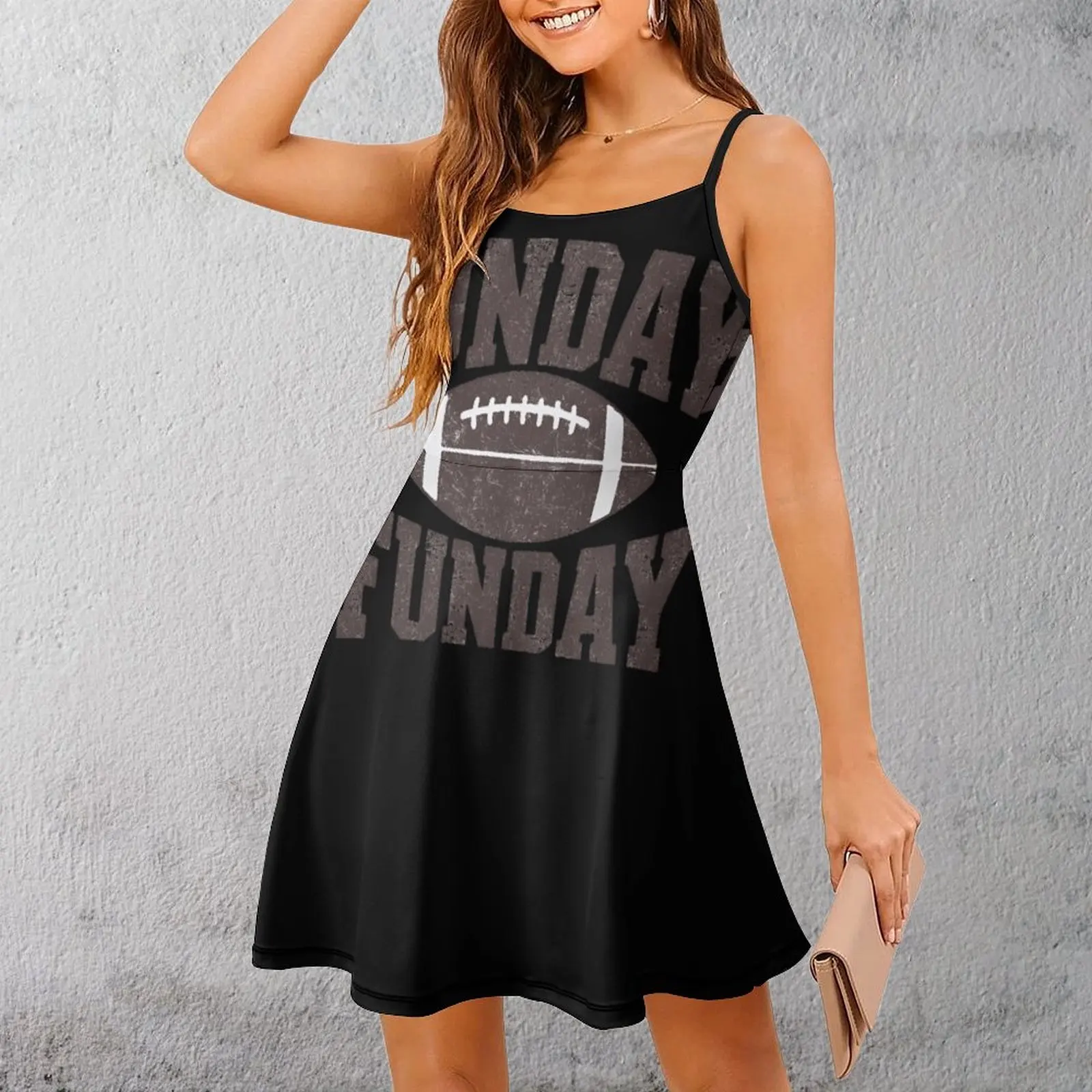 

Sunday Funday Football Design Women's Sling Dress Casual Graphic Sexy Woman's Gown Humor Graphic Parties Dresses
