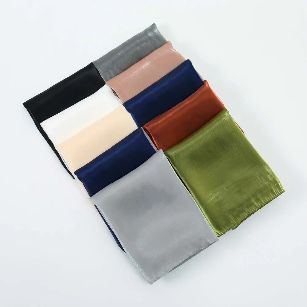 

Breathable Chiffon Hijab Scarf Sunscreen Long Smooth Silk Headscarf Solid Color Lightweight Thin Large Shawl Neck Decoration
