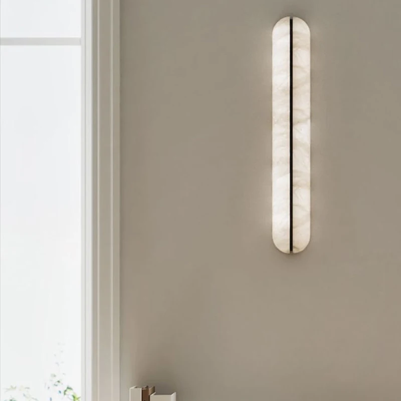 Modern Simple and Luxury Marble Wall Light Designer Living Room Light Nordic Bedroom Bedside Long Wall Lamp Indoor Lighting image 2