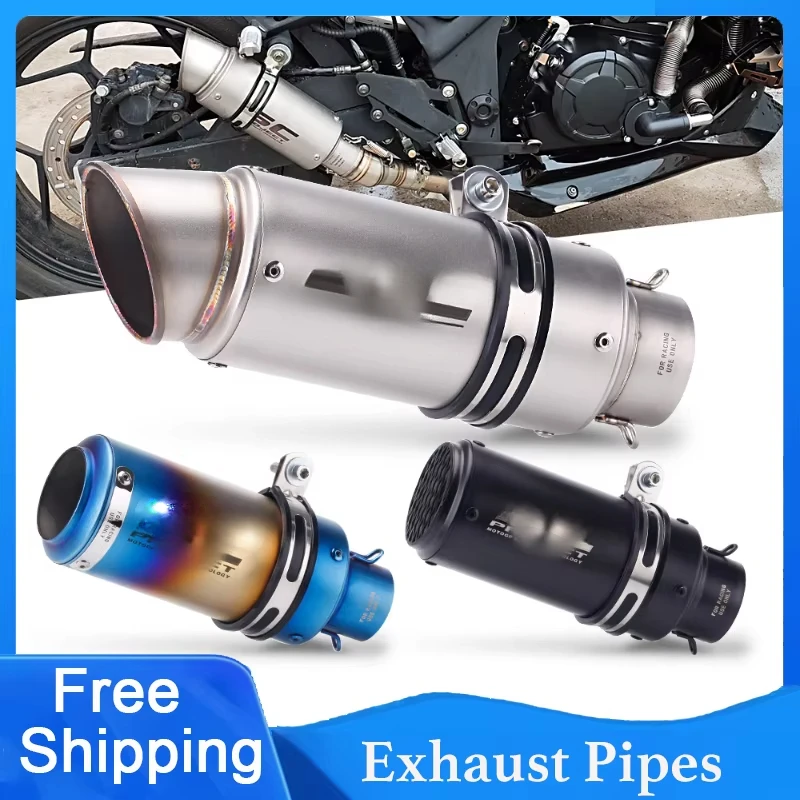 Universal 51mm SC Motorcycle Exhaust Pipes Muffler Silencer Steel With DB Killer For Kawasaki Yamaha R3 R25 CBR600 S1000RR MT09