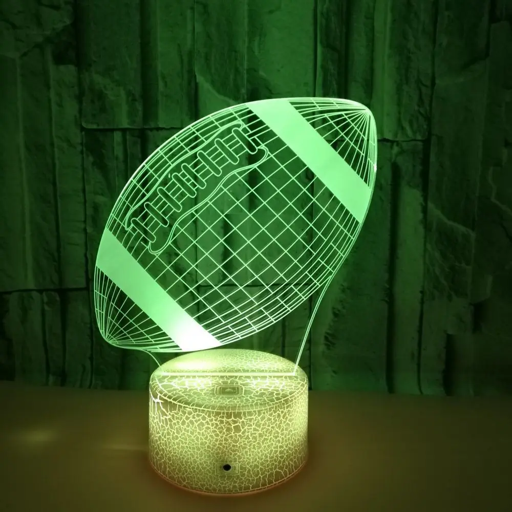 Nighdn luz nocturna de Rugby 3D, ilusión óptica, lámpara de mesita de noche LED, decoración del hogar de fútbol, regalo de cumpleaños y Navidad para niños y niñas