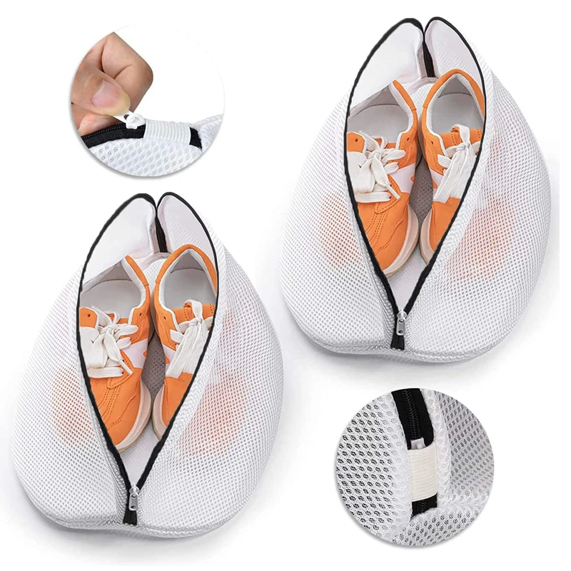 Mesh Laundry Bags Washing Machine Shoes Bag with Zips Travel Shoe Storage Bags Protective Clothes Storage Box Organizer Bags