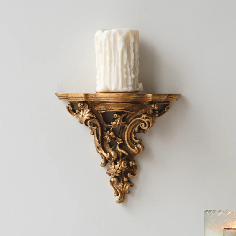 

Medieval Wall Hanging Resin Decoration Rack Carved Candle Holder European Living Room Vintage Wall Bracket Repisa Pared