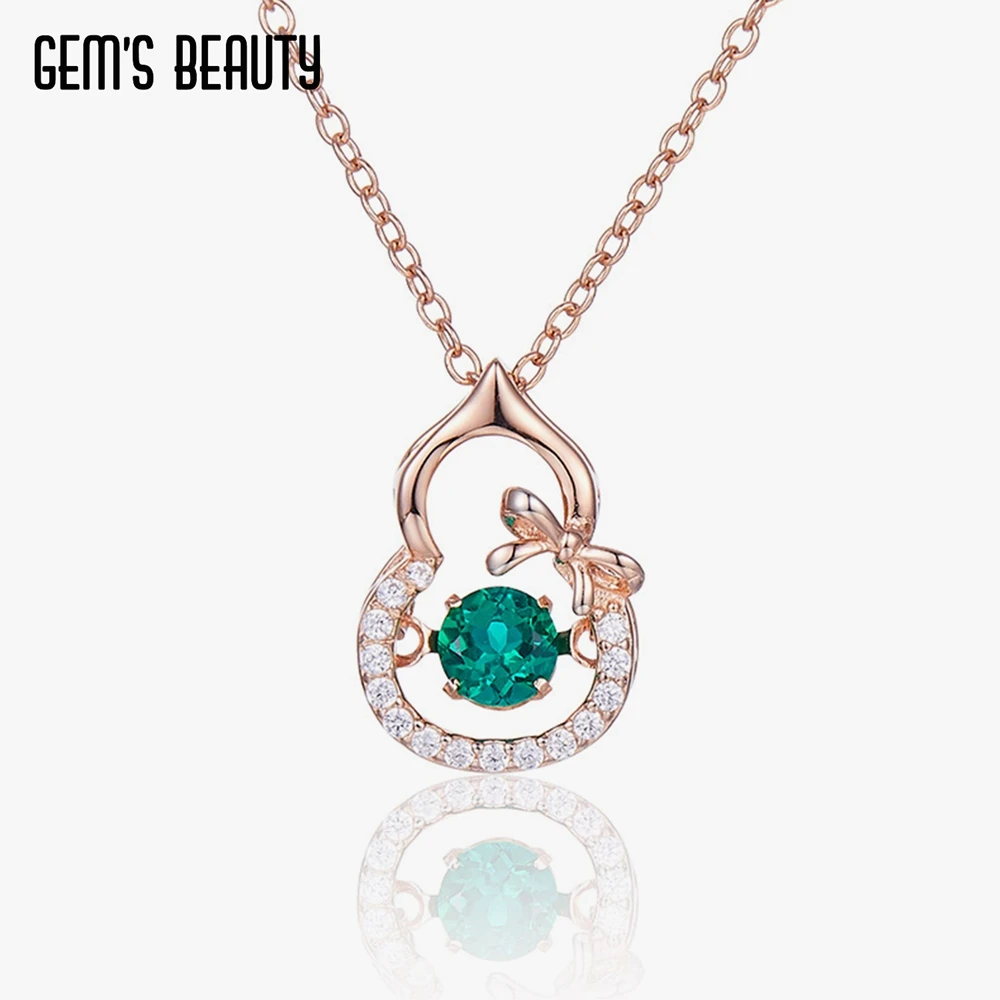 

Gem's Beauty 100% Real 925 Sterling Silver Necklace Lab Green Emeral Pendant Necklace For Women Girls Wedding Party Gift Jewelry