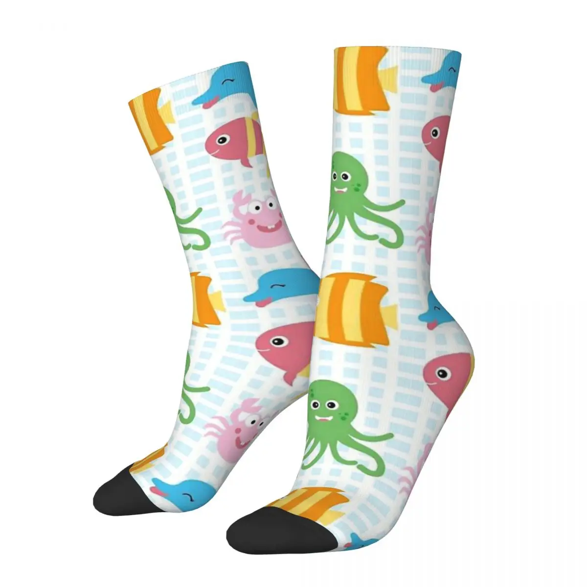 Hip Hop Retro Under The Sea Crazy Men's Socks Unisex Ocean Pattern Street Style Pattern Printed Novelty Crew Sock Boys Gift