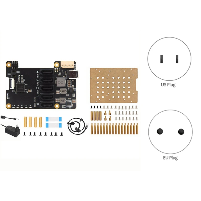 X1009 pcie para 5 portas sata escudo hdd placa de expansão sata3.0 com caso para raspberry pi 5