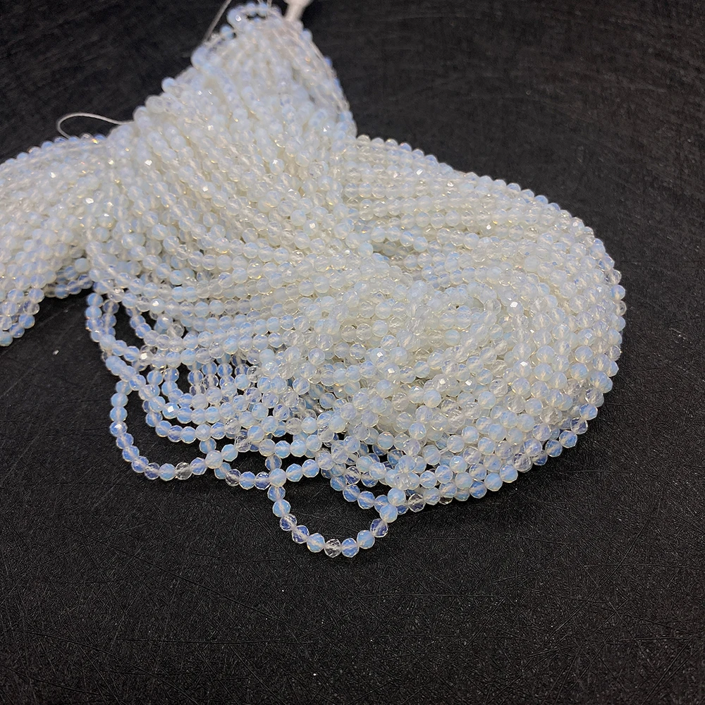 

2/3/4mm Round Opal Beads Faceted Natural Stone Straight Hole Loose Beads 1 Strand Handmade Necklace Bracelet Jewelry Accessories