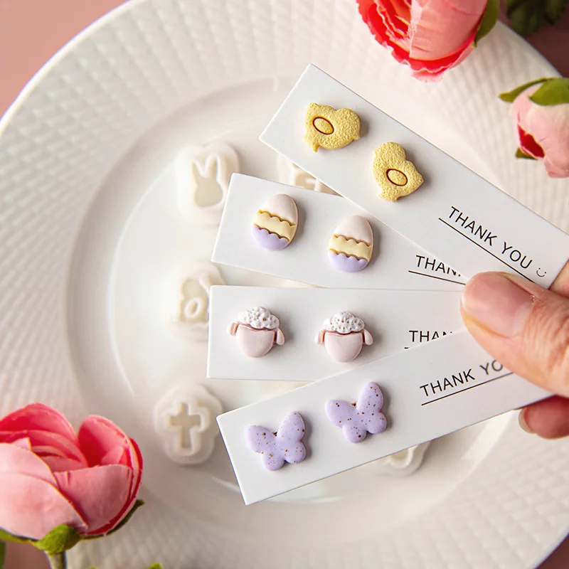 9Pcs/Set Mini Cartoon Bunny Polymer Clay Cutters Earring Mold Cute Rabbit Lamb Pottery Clay Earrings Jewelry Cutting Hand Tools
