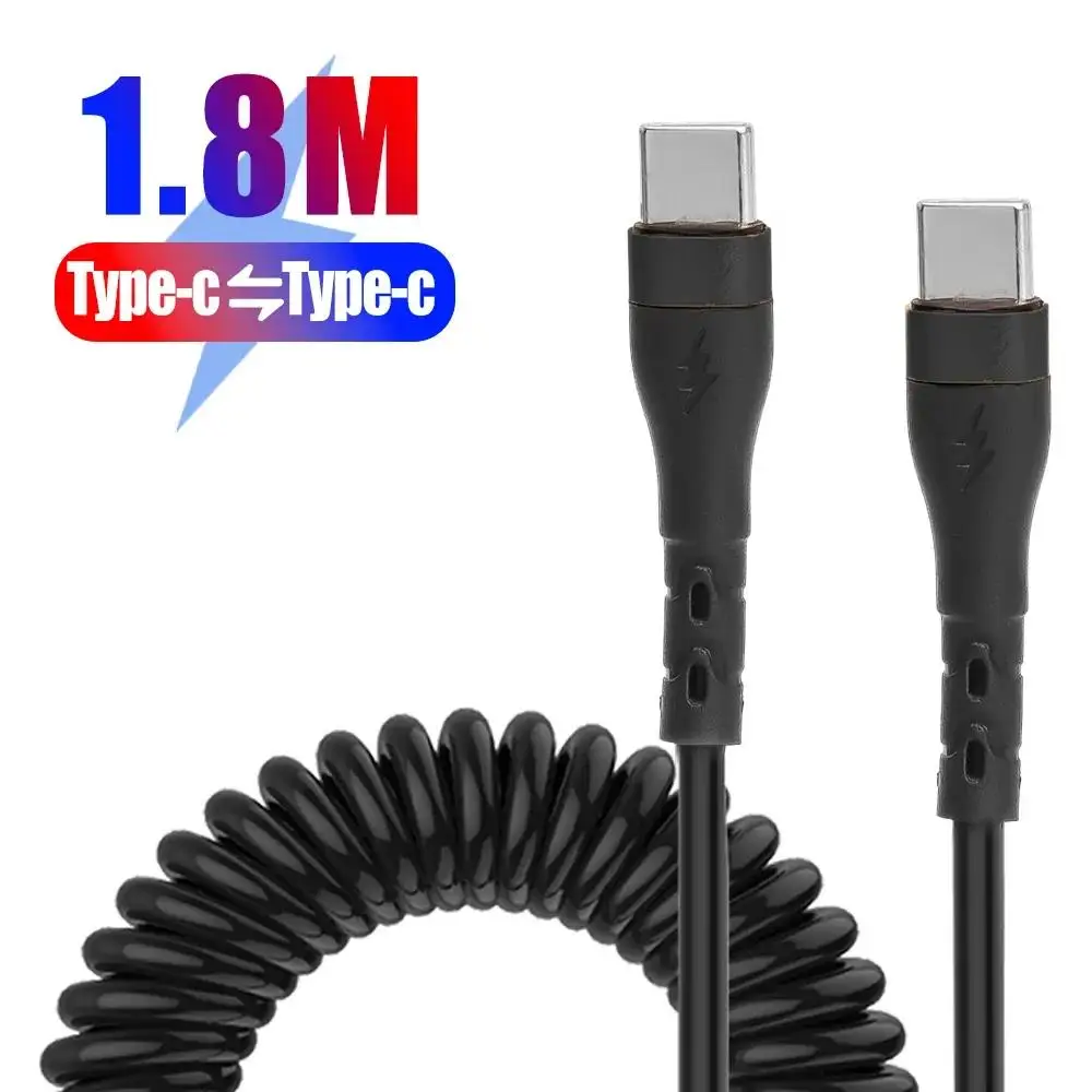 PD 120W Typ-C-auf-Typ-C-Kabel 5A Schnellladekabel USB-C Spiralkabel für iPhone 15 Serie Xiaomi 12 Samsung S23 Macbook
