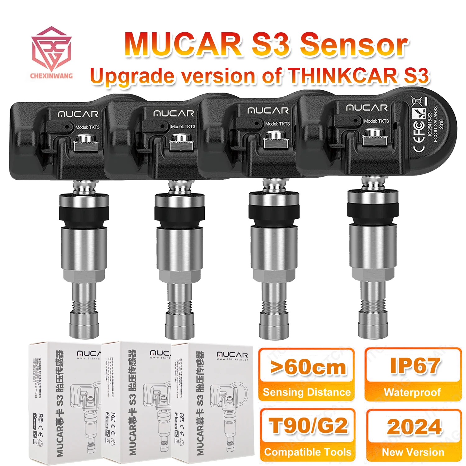 

MUCAR TPMS S3 Upgrade of S2 Car TPMS Tire Pressure Sensor 315MHz 433MHz Activator Detector Tool Program Relearn Reset