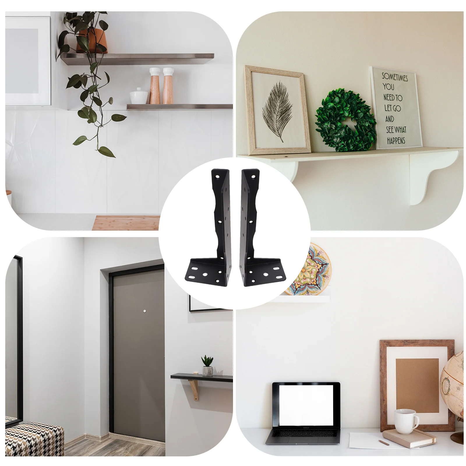 

2Pcs Floating Shelf Brackets Heavy Duty Iron L Shaped Supports for Wall Mounted Shelves Plants Books Handmade Display
