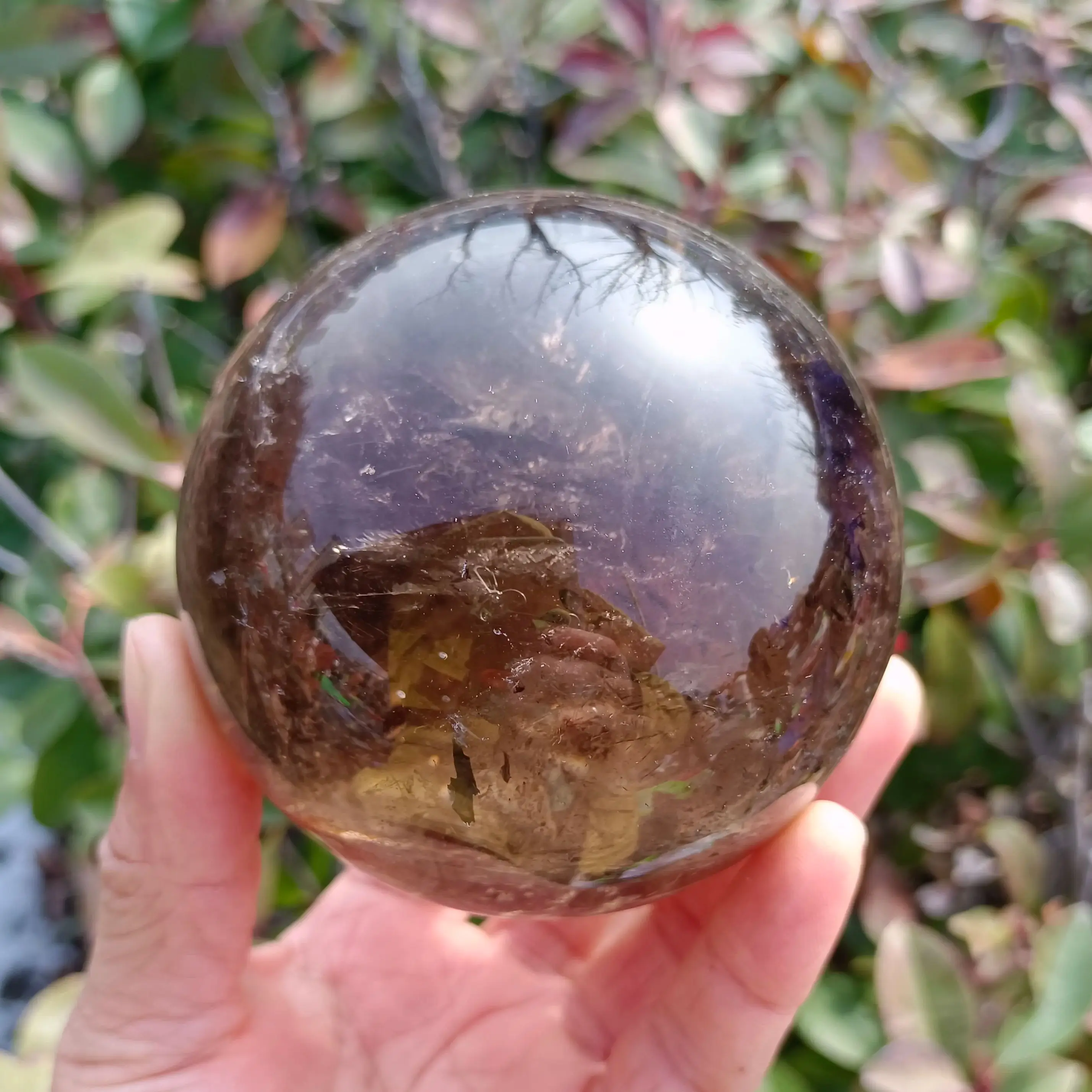 Natural Tawny Crystal Ball, Tawny Quartz Crystal Energy Ball, Mineral Reiki Healing Stone, Degaussing Magic Divination Ball