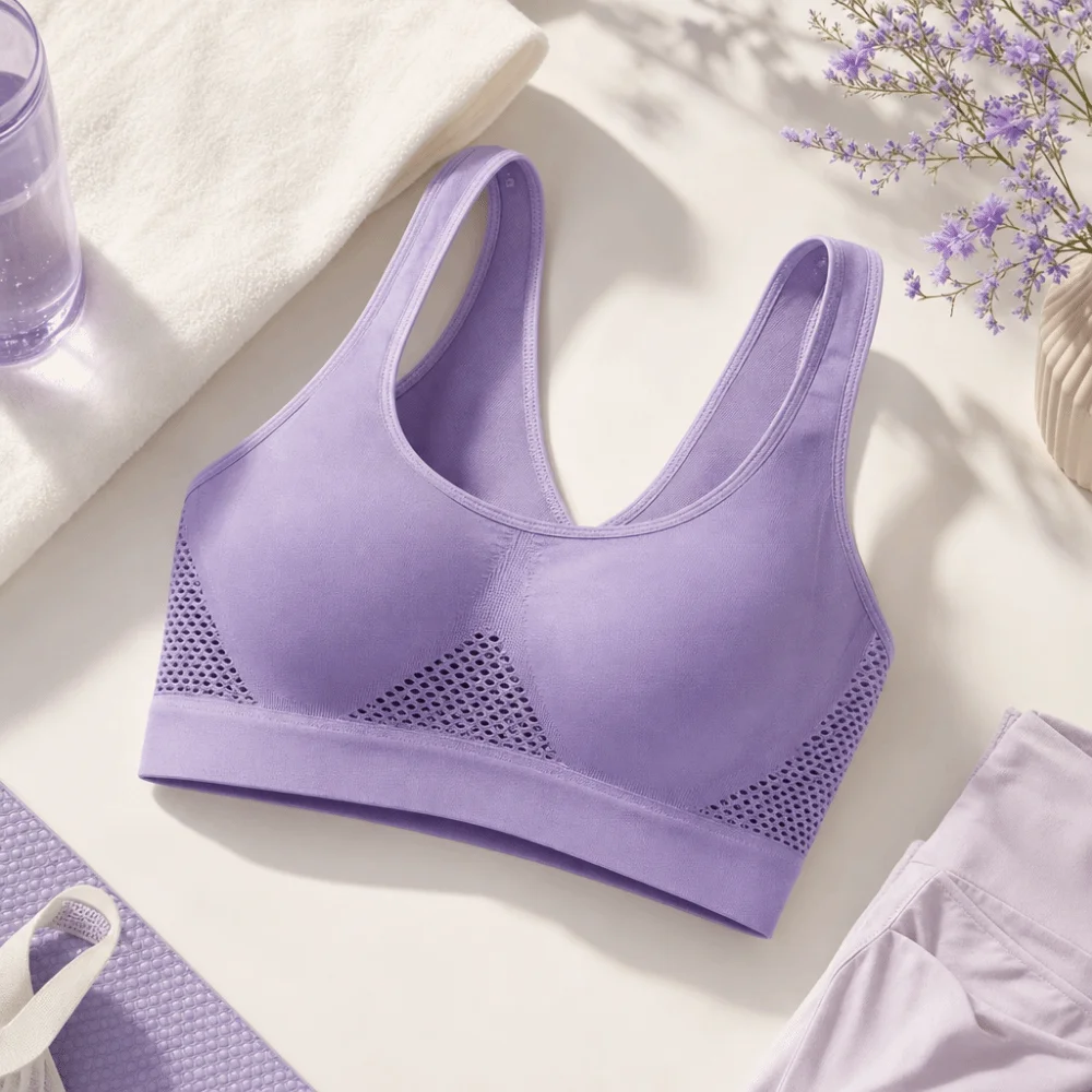Comfort Hollow Out Sports Yoga Bra Mesh Quick-Drying Wireless Bra Push-Up Breathable Ladies' Underwear Running