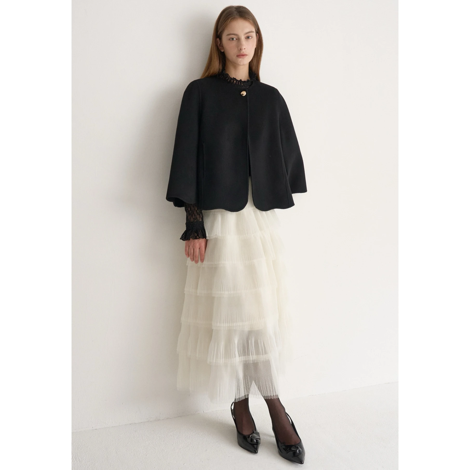 

Двустороннее шерстяное пальто с лимонным сыром, сшитое вручную, круглый капюшон Ne Sle, женская модная верхняя одежда, осень 2025 г.