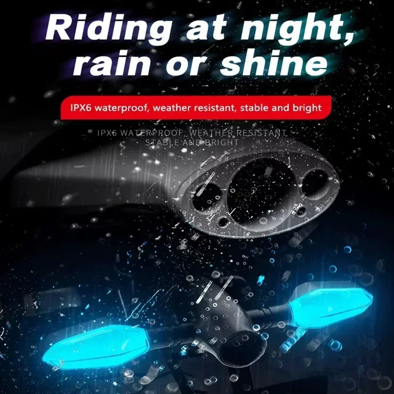 Motorcycle Refit LED Turn Signal Lamps Color Projection 27 Light Modes Waterproof High Bright Warning Light E-Bike Modification