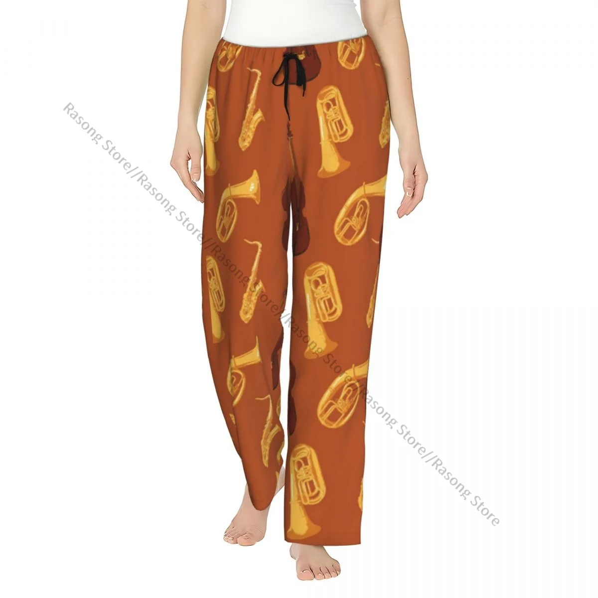 

Warm Women Pajama Pants Different Wind And String Musical Instruments Flannel Sleep Bottoms Soft Fleece Loungewear