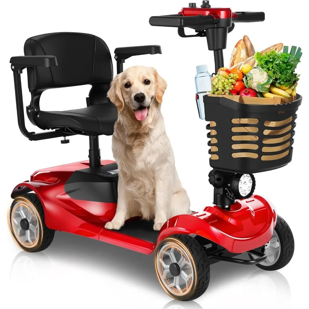 

4-Wheel Mobility Scooter for Adults/Seniors, 15 Miles Range, 350W Motor, 360WH Battery, 330LBS Capacity, Rotating Seat