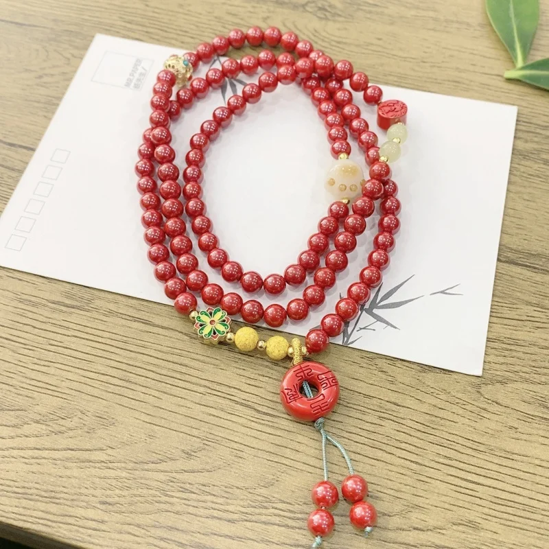 Natural high-content vermilion round , ore purple gold , , imperial sand, loose beads brac