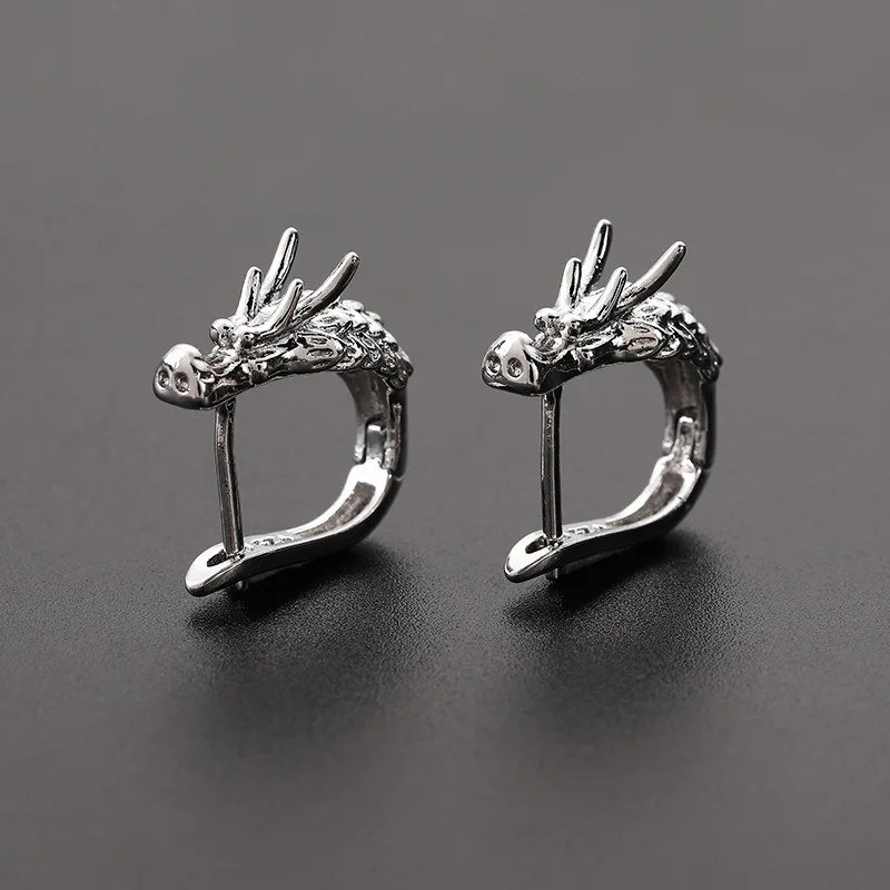 Retro Punk Animal Dragon Earrings Hypoallergenic Earrings Suitable for Men's Personalized Street Hip-Hop