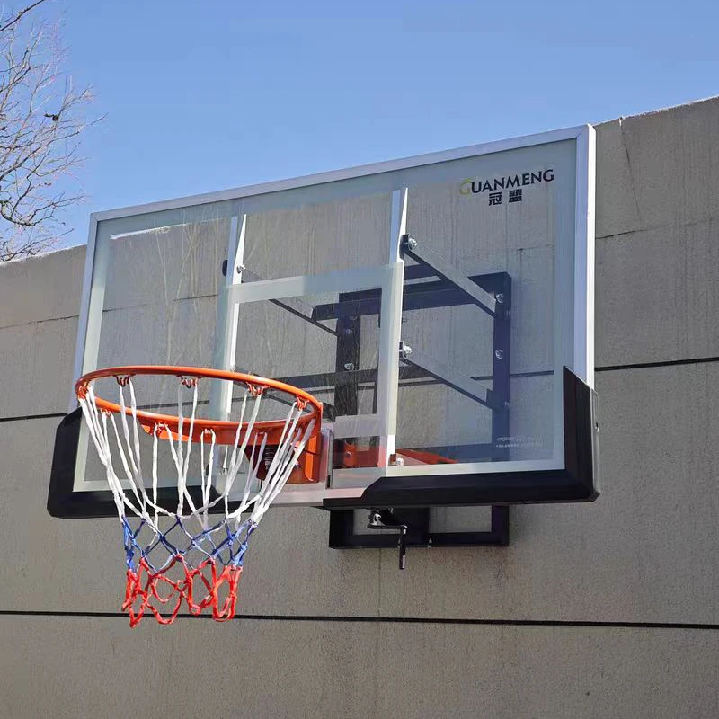 Height Adjustable Equipments Wall-mounted Basketball Stands System Backboard and Rim Basketball Hoop Equipment for Outdoor