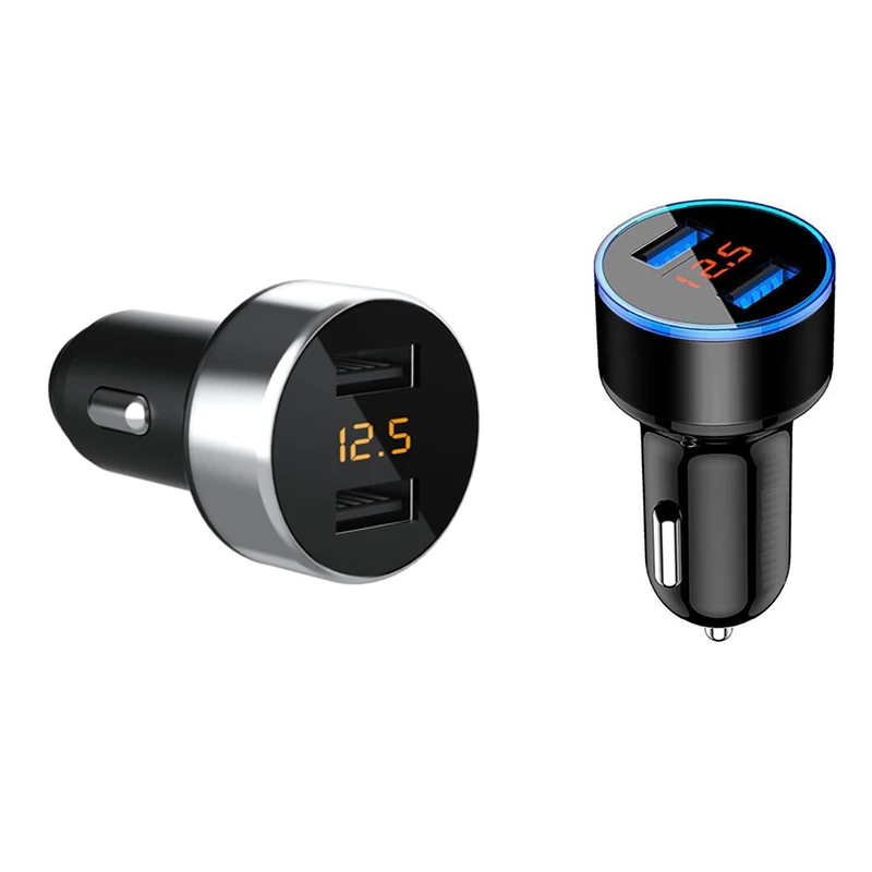 3.1A Dual USB Car Charger 2 Port LCD Display 12-24V Fast Quick Charging Auto Power Adapter With LED Light