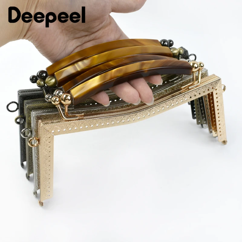 1Pc Deepeel 21 centimetri In Metallo Goffrato Borsa Manici Borsa Telaio Bacio Chiusura Borsa Da Cucire Staffe Borse FAI DA TE Portafoglio Accessori Hardware