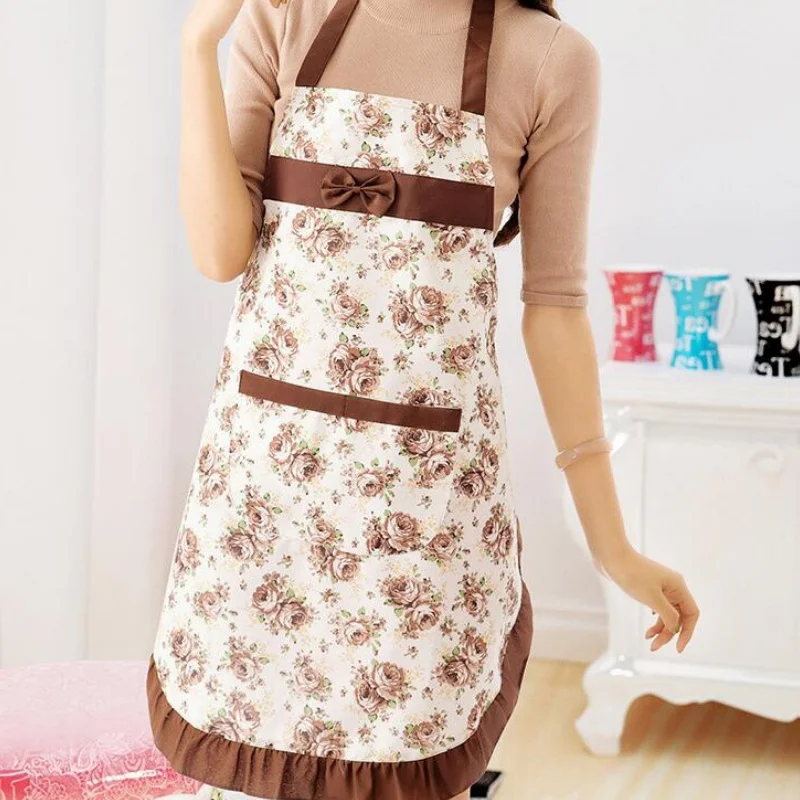 1PCS Adjustable Lace Apron With Pockets Waterproof Cooking Kitchen Aprons for Women Men Chef Bib Apron Kitchen Accessories