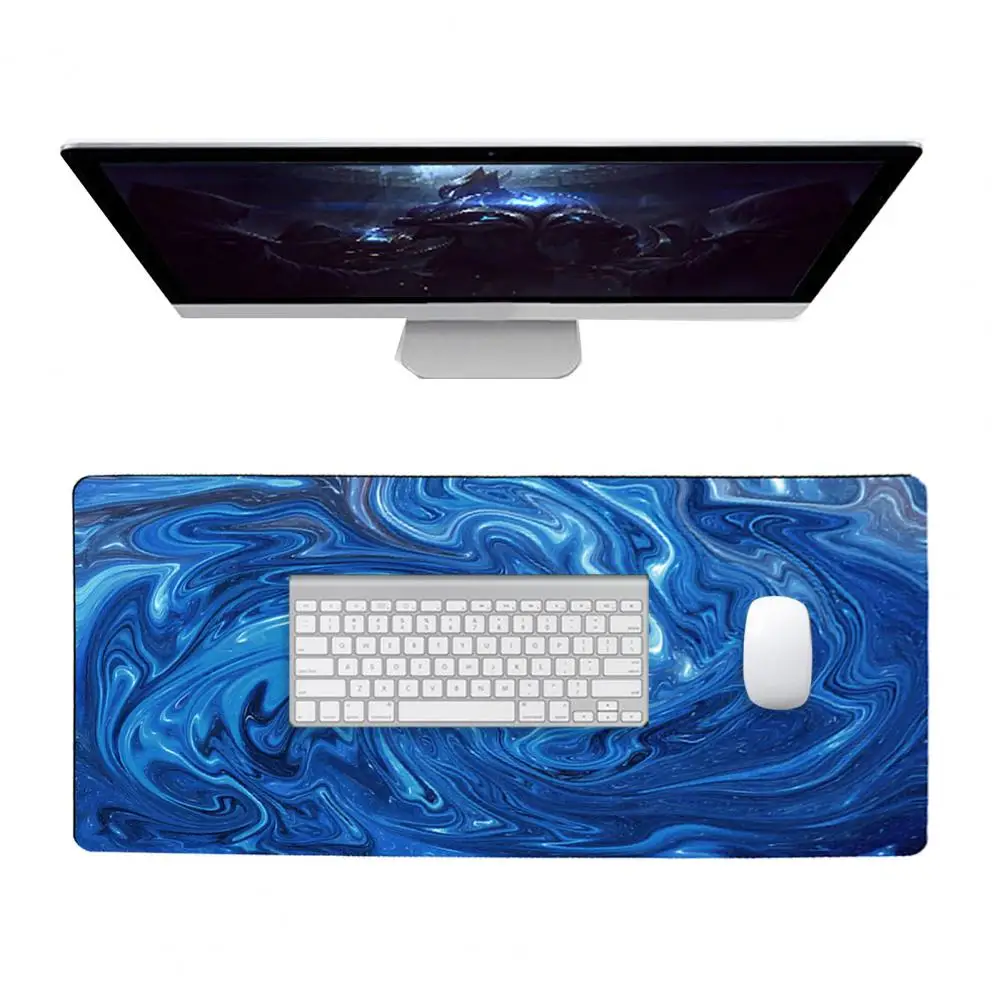 Stitched Edge Mouse Pad Vibrant Graphic Design Gaming Mouse Pad Full Desk Coverage Keyboard Mat Heat Transfer Abstract Fluid Art