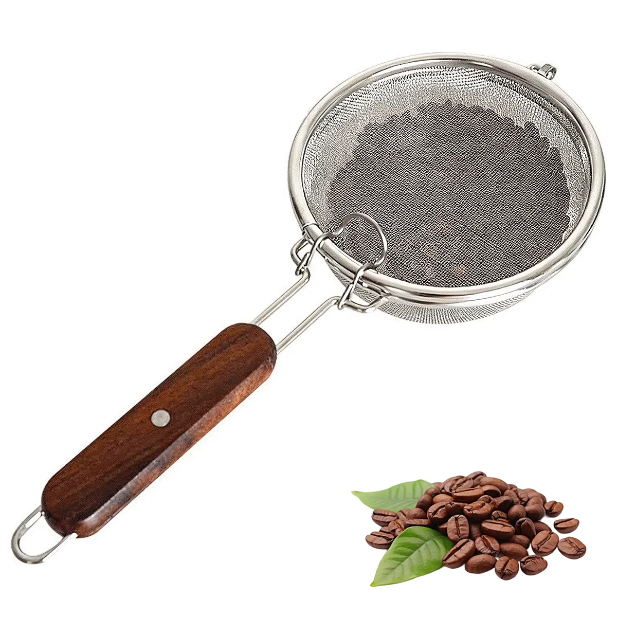 

Stainless Steel Coffee Bean Roaster Sieve, with Heat-Resistant Wooden Handle for Separating Chaff from Roasted Coffee Beans