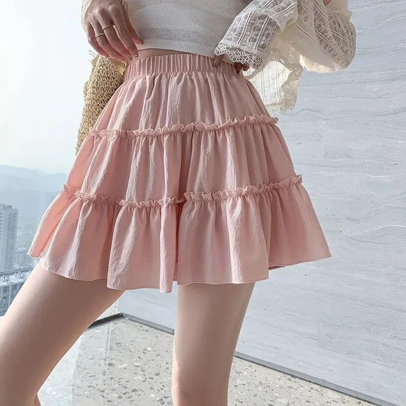 Ballet Style Half Length Skirt for Women A-Line Short Cake Skirt Anti Glare French Sweet Design